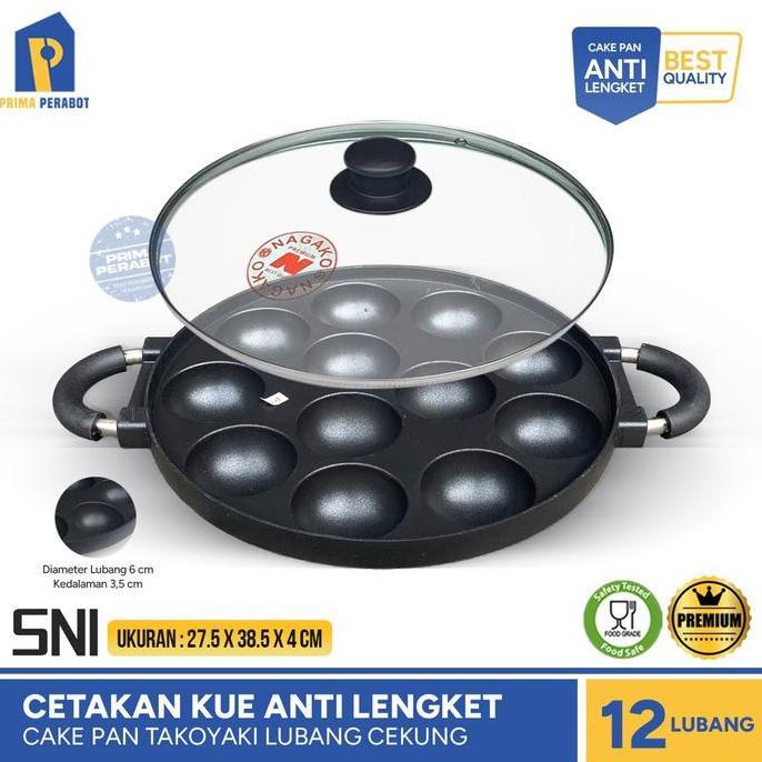 TERMURAH - Cetakan Kue Takoyaki 12 Lubang Cekung Wajan Pancake 12 Lubang