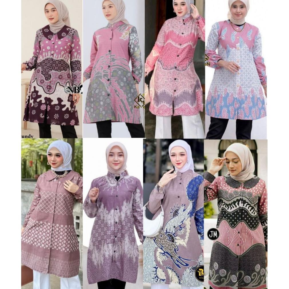 TERBARU Tunik Batik Wanita Soft Lengan Panjang Ukuran M L XL XXL XXXL/ Tunik Batik/ Batik Wanita Mus