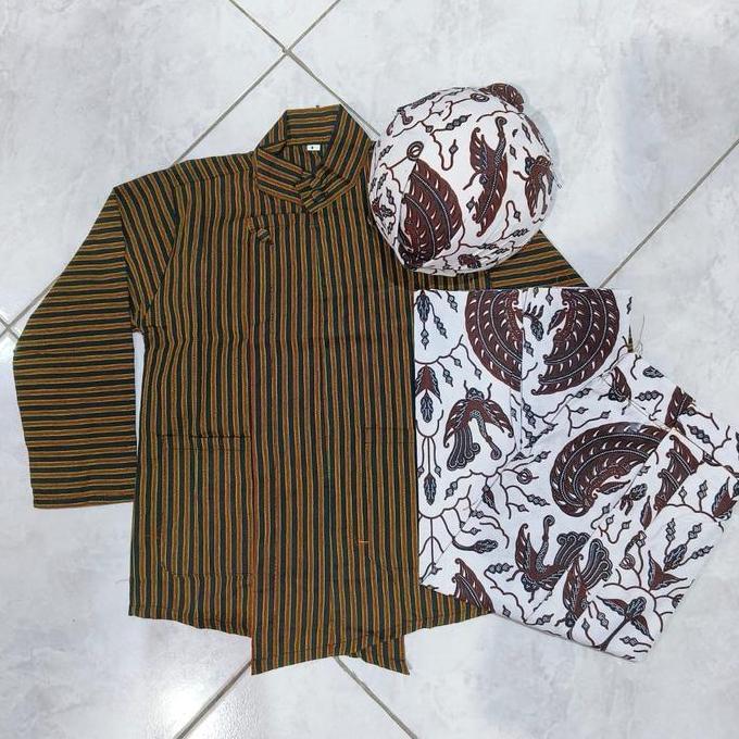 Harga Miring Sorjan Lurik Anak/Baju Adat Jawa Anak Tk/Baju Gagrak Jogja Anak Tk (Fr)