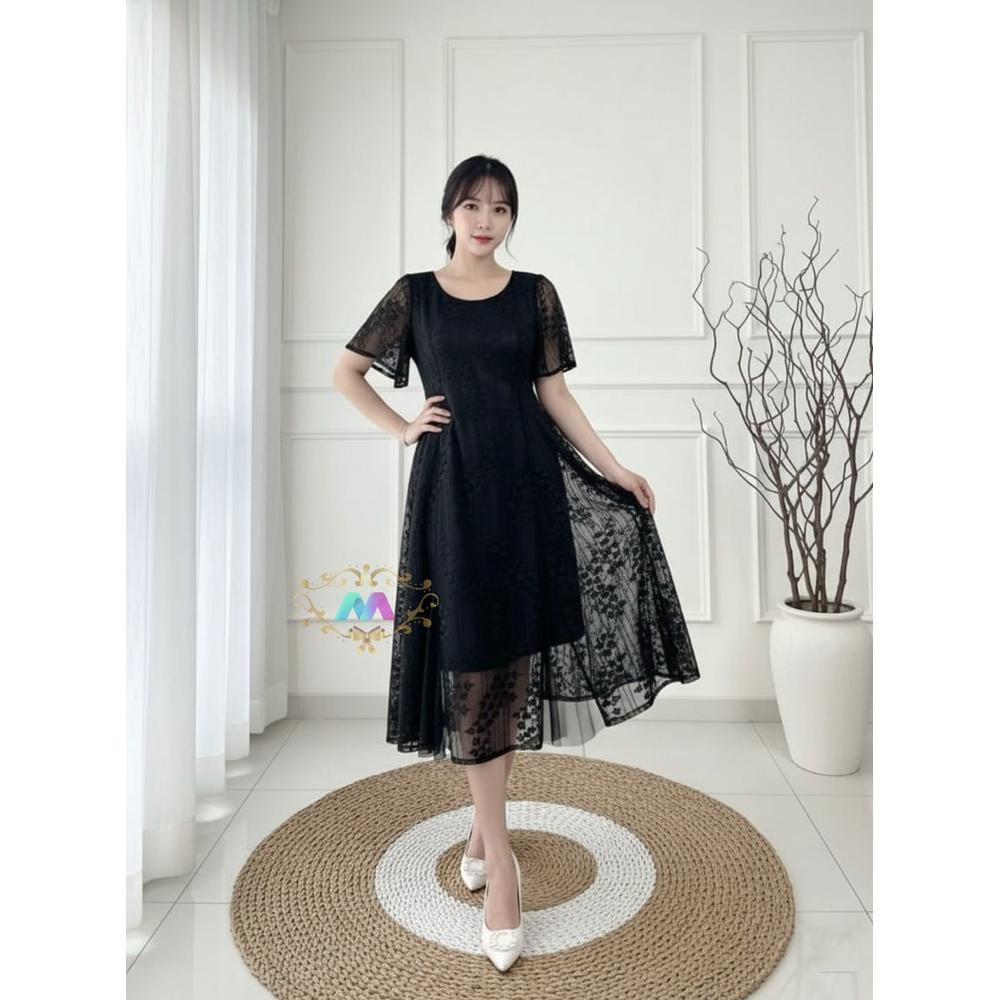 TERMURAH REAL PIC - DRESS TIARA MALIKA OUTFIT TERBARU TAHUN 2025 / MIDI DRESS KOREAN LOOK 3UKURAN M 