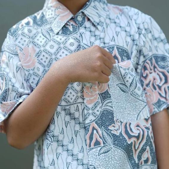 Gratis Ongkir Batik Trusmi Atasan Hem Anak Laki-Laki Motif Kombinasi Pastel Bna