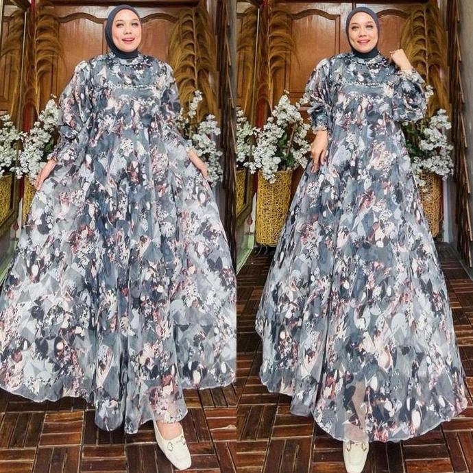 Dress Nagita Premium Organza terbaru By OHC Gamis Pesta / Gamis Muslim Wanita