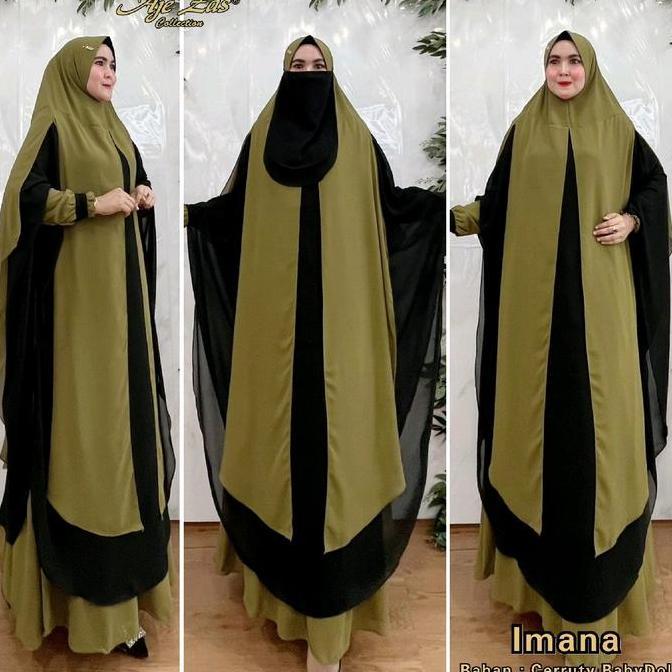 AJE ZAS Gamis Jubah Jumbo Syar'i IMANA Matt Ceruty Dress Dewasa Bahan Cerutty BabyDoll LD110cm PB140