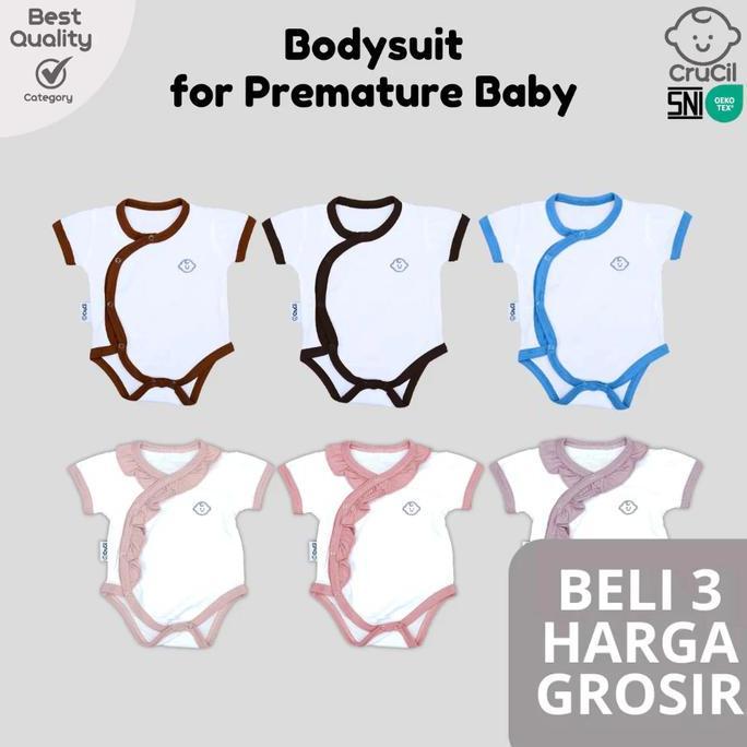 Premium Crucil Poppy & Bobby Bodysuit Premature - Newborn Bayi - Laki-Laki - Perempuan - Cotton Katu