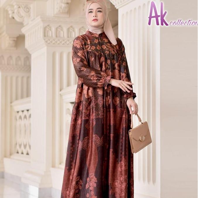GAMIS DIOR ARMANI SILK MOTIF MAWAR SUPER CANTIK Bunga Muslim Wanita Mewah Dress Dewasa Panjang Lembu