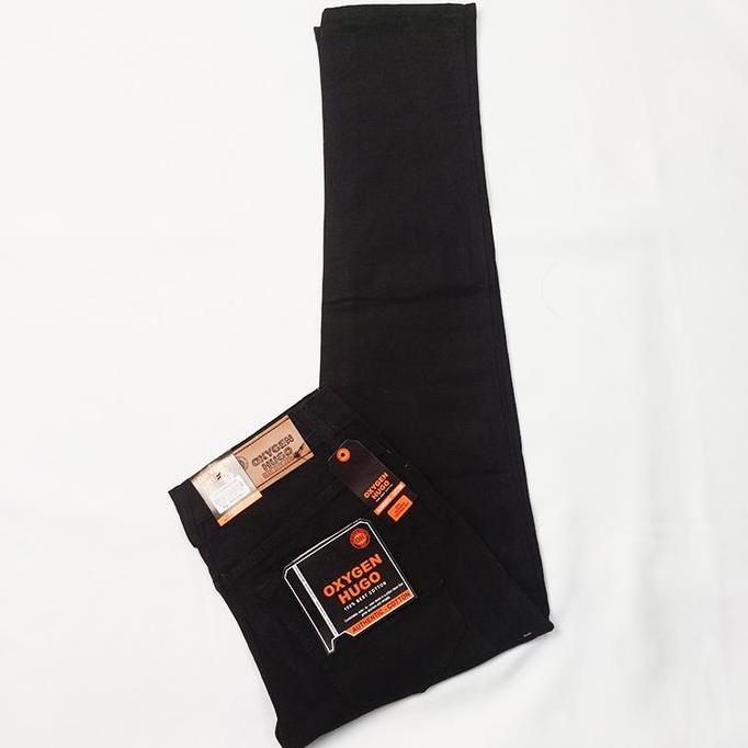 DB144 >> Celana Stretch Jeans Smart Casual Oxygen Hugo Slim Fit Warna Retro Black Baby Canvas Pria -