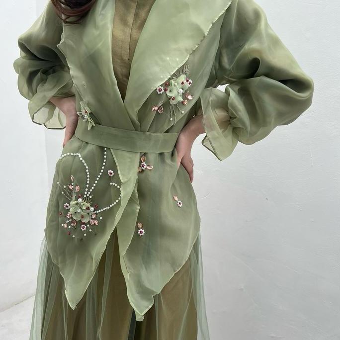 Nadine Set Dress Lebaran Mewah / Gamis Wanita Elegan / Dress Muslim Wanita Premium