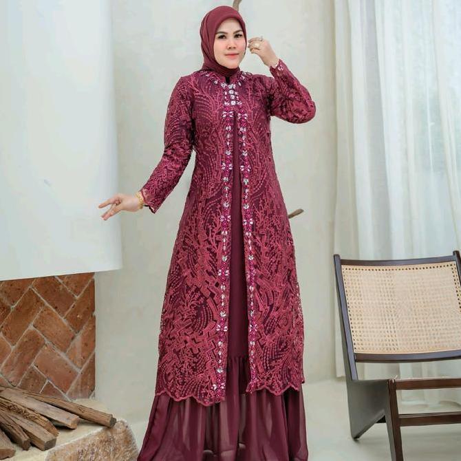 NEW sale danilla fashion ( FREE Hijab) ready best seller quality gaun pesta mewah - gamis outer lepa