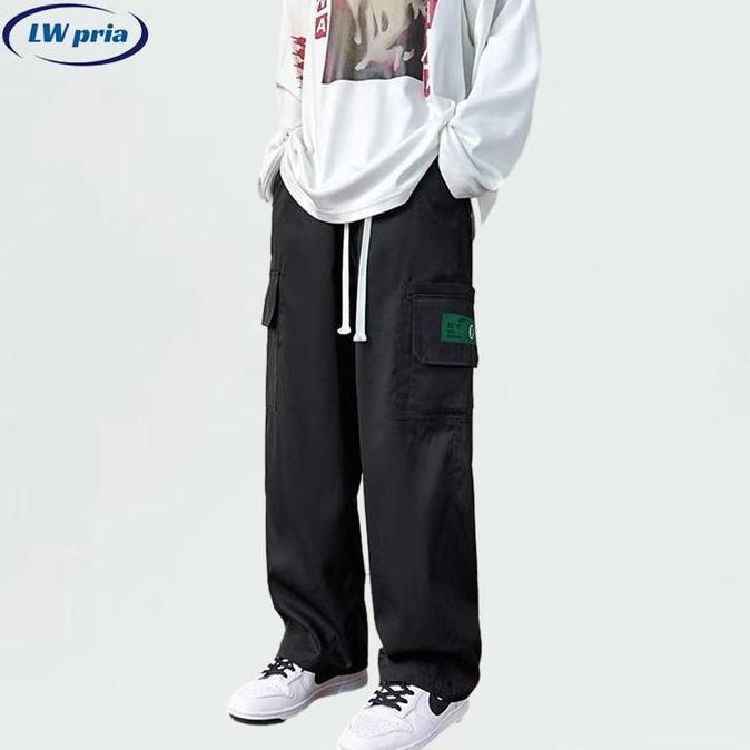 DV84 - LW-Celana cargo panjang pria celana joger pria kolor pria dewasa celana pinggang karet celana