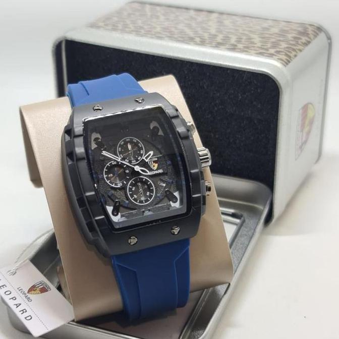 DS296 - jam tangan sport rubber LEOPARD original segi free box