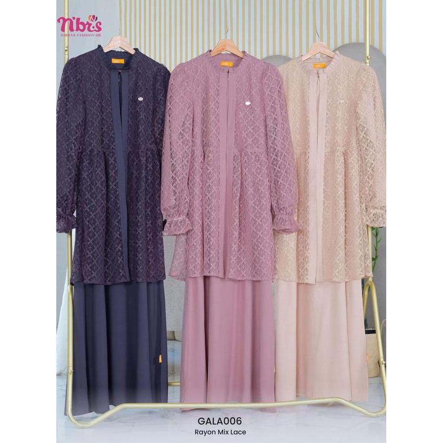 NIBRAS GALA 006 GAMIS BROKAT MODEL KEKINIAN GAMIS LEBARAN GAMIS SIMPLE NIBRASSYARI GALA 006
