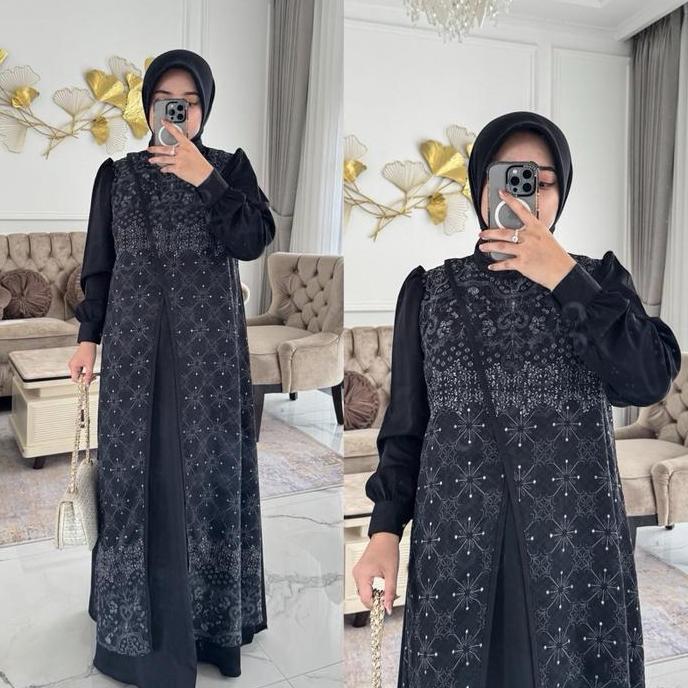 NNfashion ~ KHANSA DRESS  II  WANITA MUSLIMAH PANJANG CANTIK  Muslim Motif KOMBINASI games terbaru w