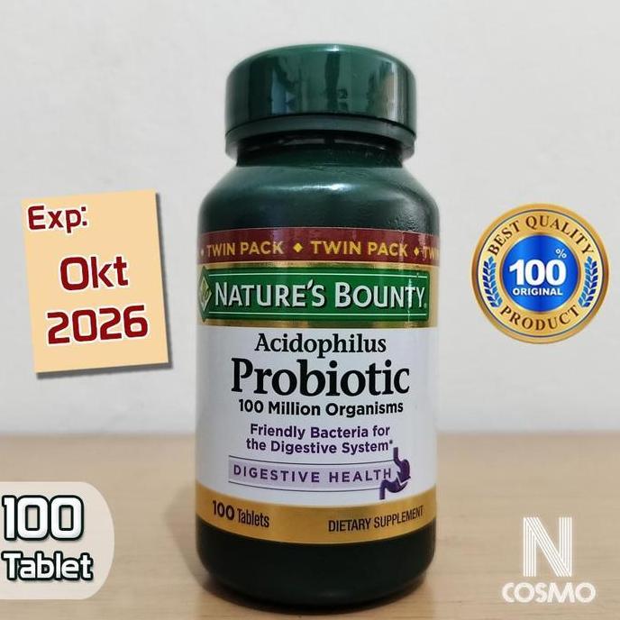 Nature's Bounty Acidophilus Probiotic 100 Tablets Untuk Pencernaan yang Sehat Nature Bounty