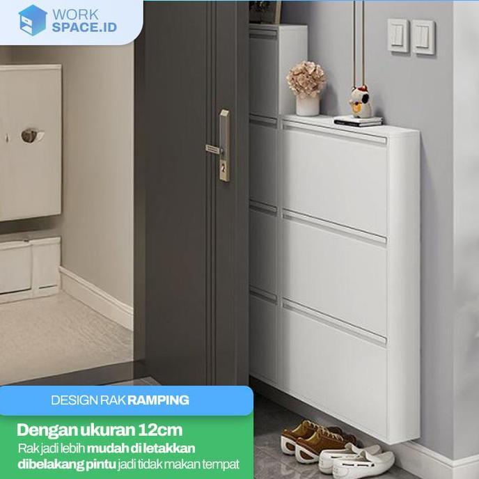 Rak Sepatu Susun Anti Karat Lemari Rak Sepatu Besi Penyimpanan Sepatu Sandal Stainless Tertutup Anti
