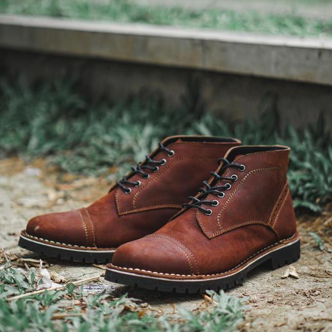 [NEW ARRIVAL] / Sepatu Boots Kulit Asli - Vigos Dexter Darkbrown