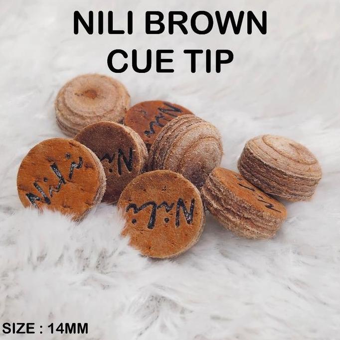 Nili Brown Cue Tip Master Tip Billiard Nili - 14 mm Medium Laminated - cue tip Coklat biliar