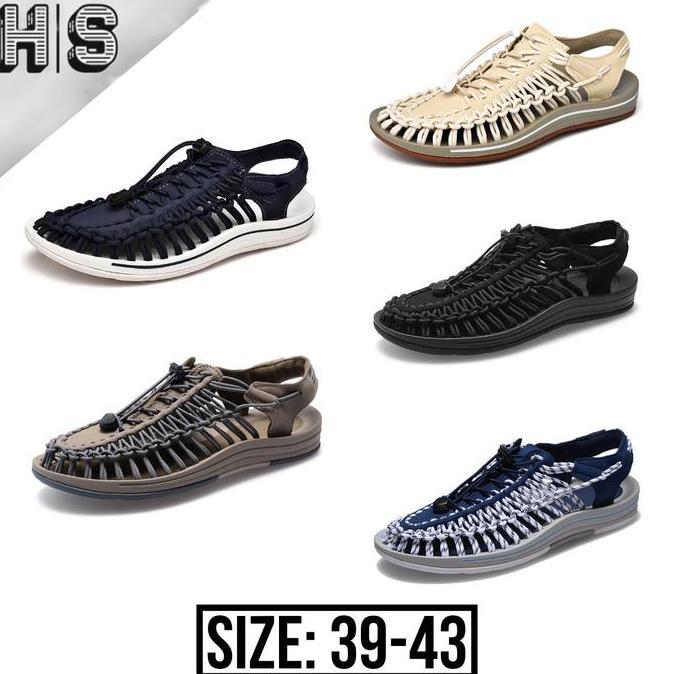 SP12 Sandal Pria "TAEHYUNG" Gunung Travelling Anti Slip Ringan Jaring Sendal Jepit Karet terlaris