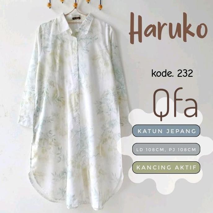 Grade Ori Tunik Panjang Wanita Bahan Katun Jepang Haruko Original By Qfa - Casual, Kerja, Remaja, Ba
