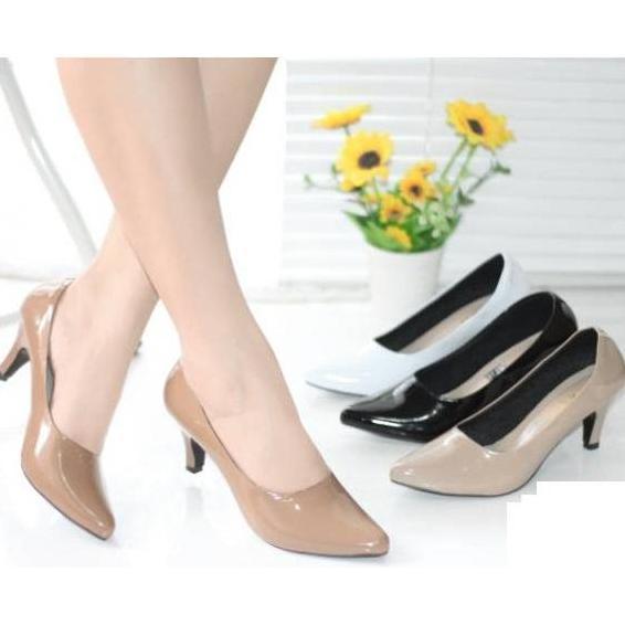Tahan Lama Mivelshoes Sepatu Wanita Glossy High Heels Hak Tinggi 5Cm Heel Hs27 Sepatu Pesta Kerja Ka