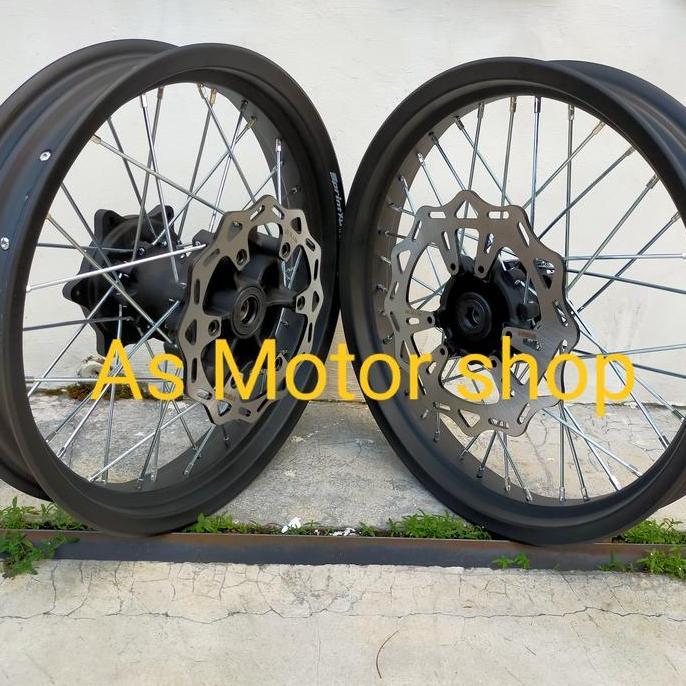 VELG SET SUPER MOTO TAPAK LEBAR RING 17 WR155 TROMOL SET FREE CAKRAM