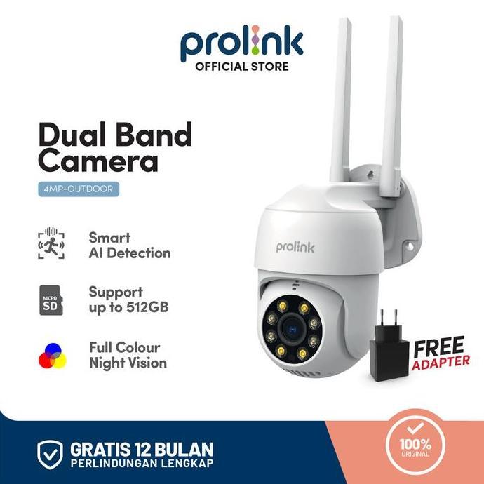 Scurycam- Prolink 4Mp Smart Ip Cam Cctv Wifi Dual Band Outdoor Qhd | 360 View | Resolusi 2,5K Kamera