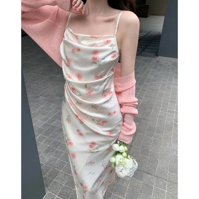 Mbgx- 7863 Sky Blue Dress Korean Gaun Korean Style Long Dress Sexy Wanita Dress Elegant Dan Mewah Pa
