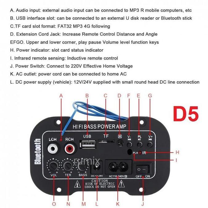 Diterium- Amplifier Board Audio Bluetooth Usb Radio Tf Diy Subwoofer D5 D10 D3 D60