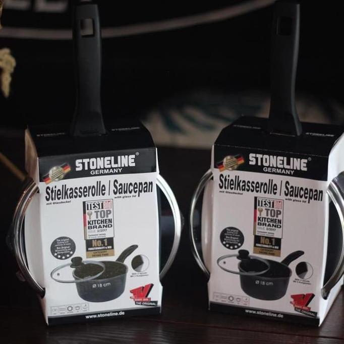 TERLARIS - Stoneline Saucepan 18 cm Classic New + tutup kaca Pfoa free ,ptfe free