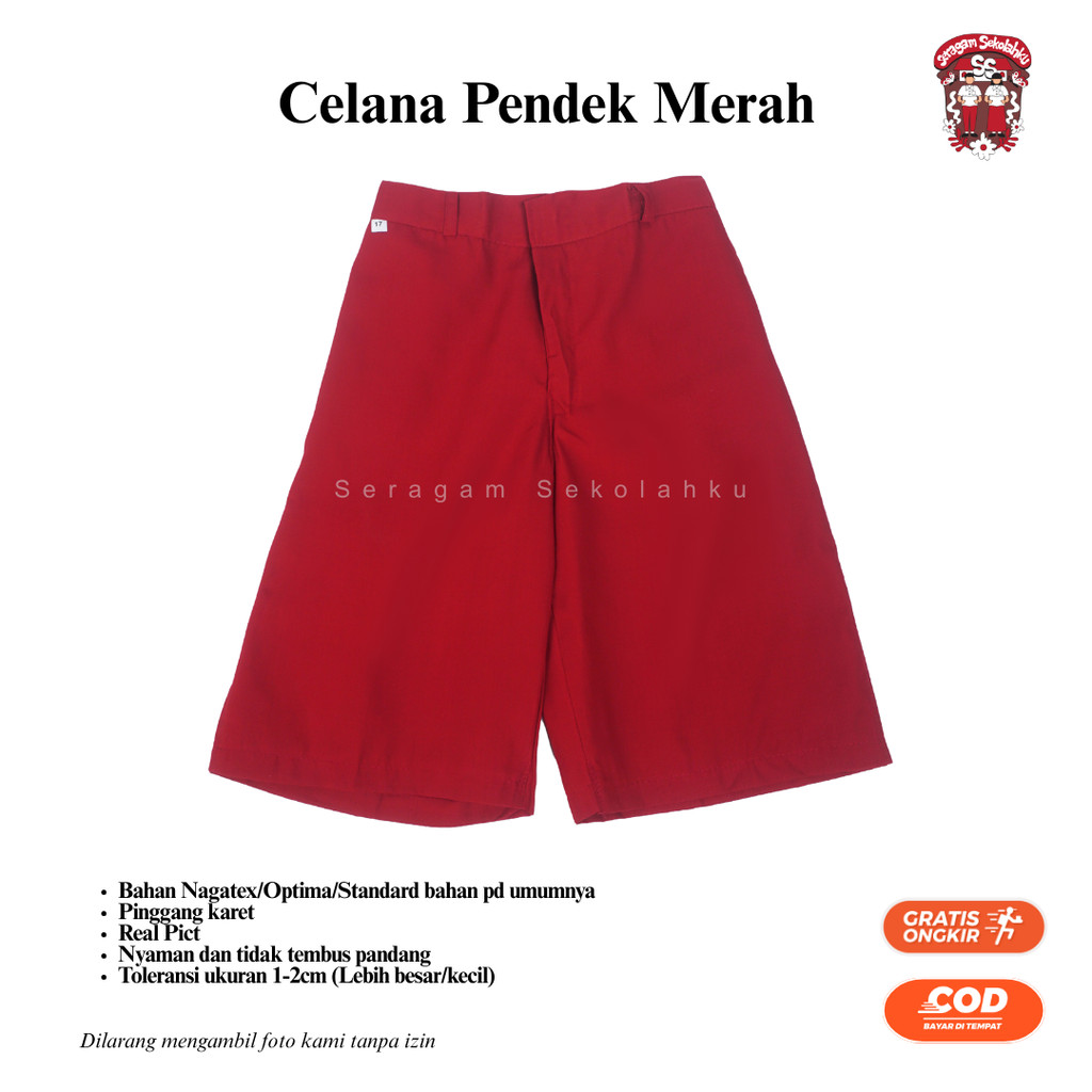 Celana Pendek Merah Seragam Sekolah SD Laki Laki Ukuran Kecil - JUMBO (bisa buat dewasa)