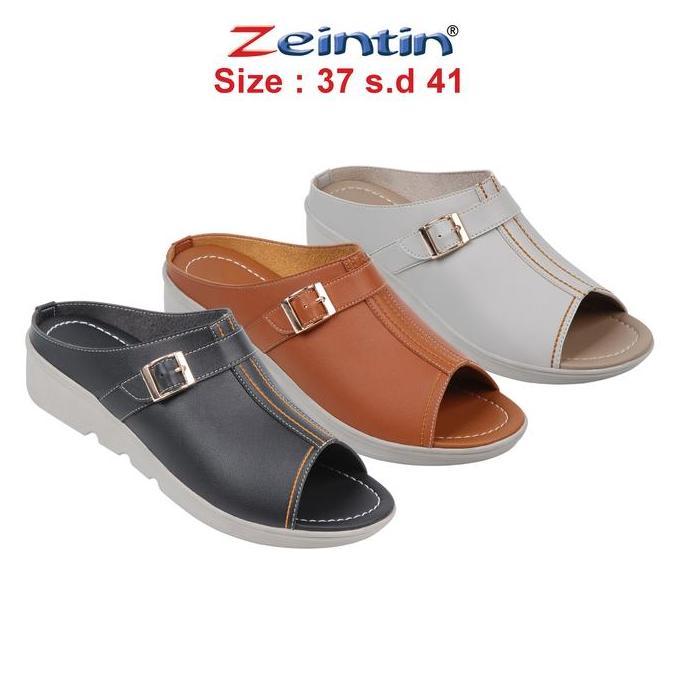 [CUCI GUDANG] / Zeintin - Sepatu Sandal Wanita Bahan Kulit Sintetis Fashion Wanita Sendal Wedges Wan