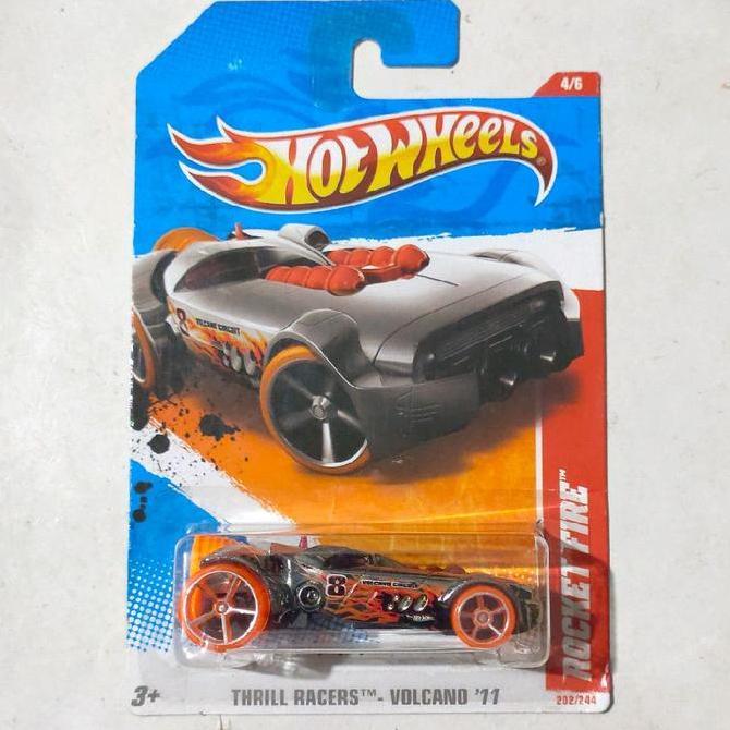 Hotwheels Hot Wheels RocketFire Rocket Fire dark Chrome 2011 Thrill Racers Volcano rare base besi