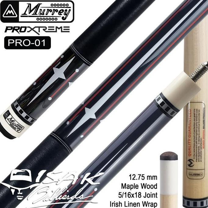 Murrey PRO-1 - Maple Pool Billiard Cue Stick - Stik Biliar - Hitam