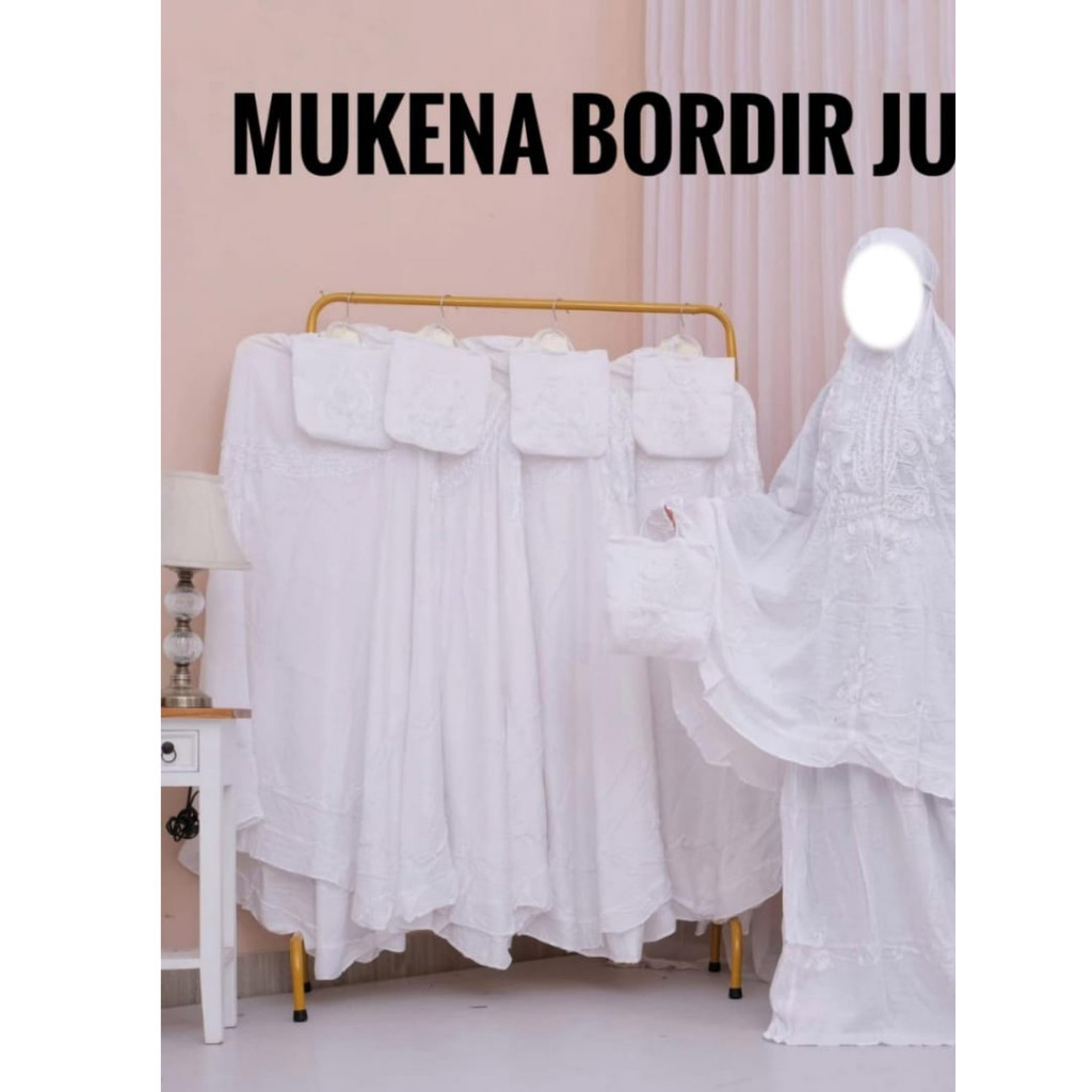 [DENELLO.ID] Mukena Rayon Putih Polos Bordir Pita Jumbo