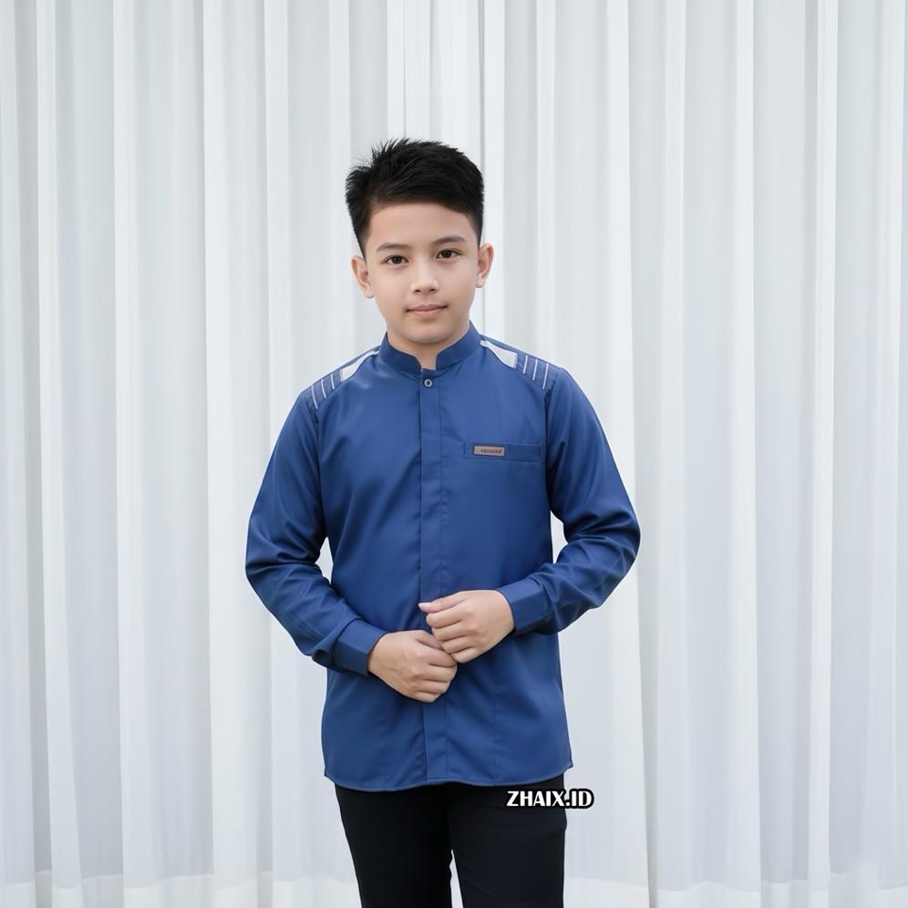 FLASH SALE Baju Kemeja Koko Muslim Anak Laki Laki Lengan Panjang Bahan Katun Motif Polos Al Qorni