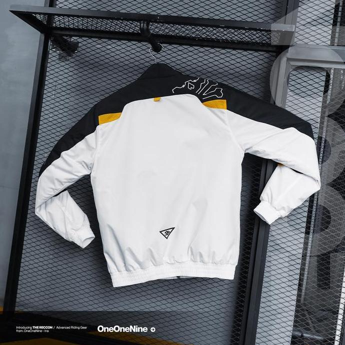 Oneonenine Ksr Jaket Racernine Reccon Black White Yellow Series - Jaket Sablon Bordir Motor Sport KA