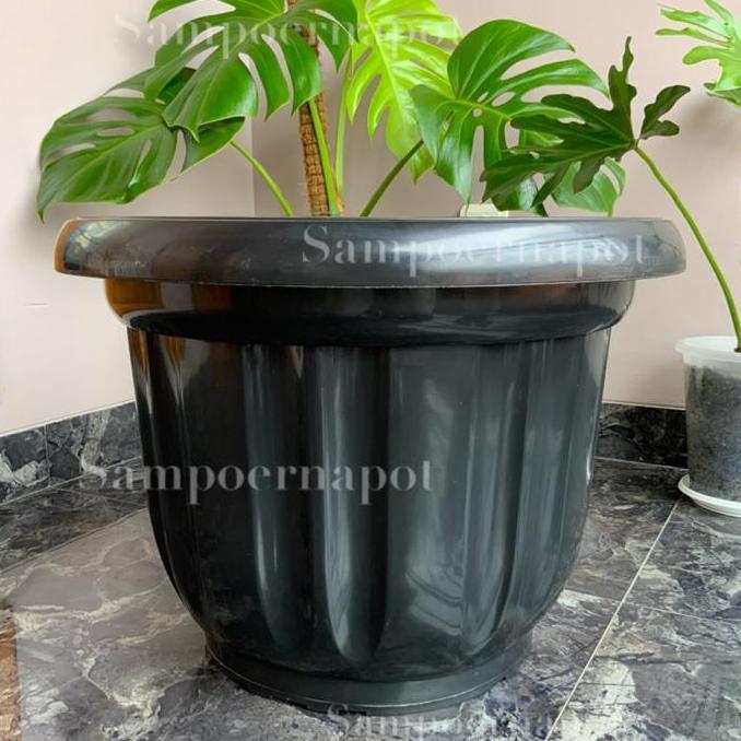 pot bunga tanaman plastik hitam 50cm - jumbo