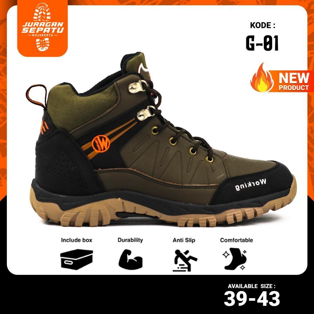 NEW DEALS SEPATU PRIA BOOT WORKING G-01 // SEPATU GUNUNG LUAR NEGERI // SEPATU TRACKING