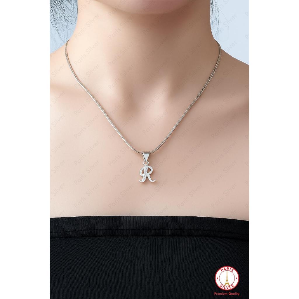 Kalung Huruf Nama Perak Asli 925 Alfabet Liontin Inisial Alphabet Silver Lapis Emas Putih