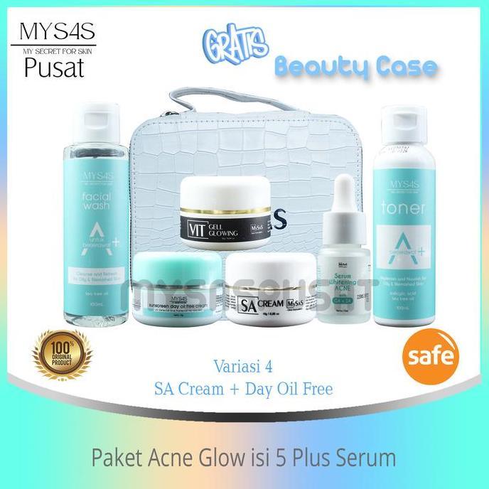 Grosir Mysas Skincare Paket Acne Glow Isi 5 Plus Serum Whitening Acne / My Sas Paket Jerawat Ringan 