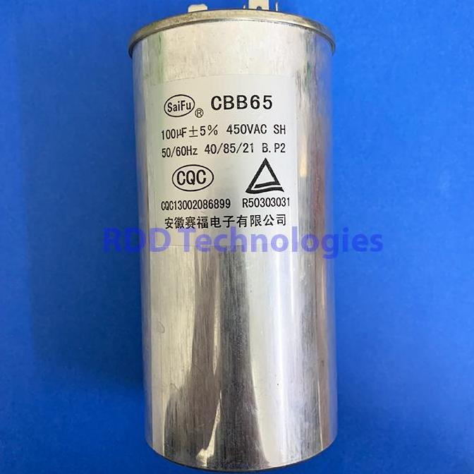 MOTOR CAPACITOR CBB65 100uF/450V PREMIUM