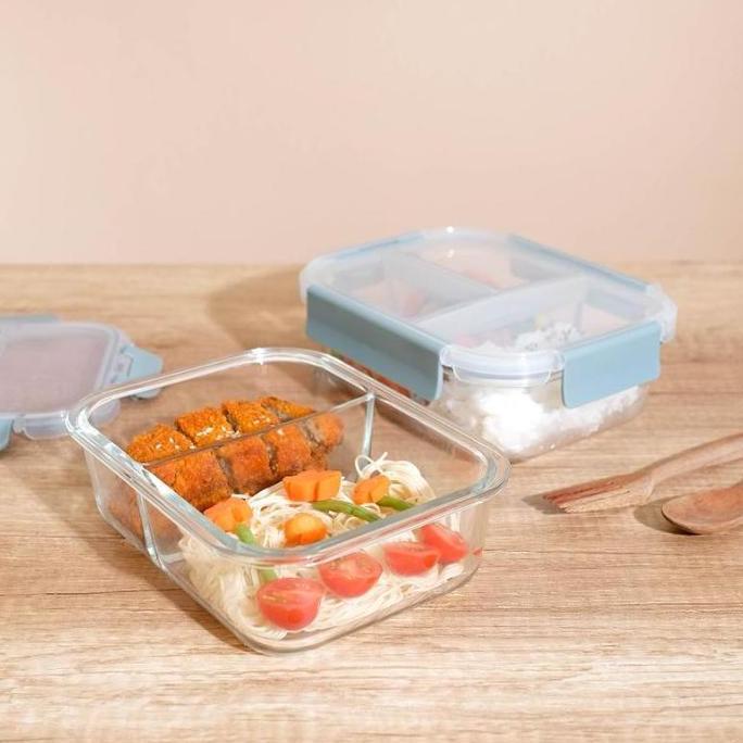Little Dimple Split Lunch Box, Lunch Box Kaca Sekat