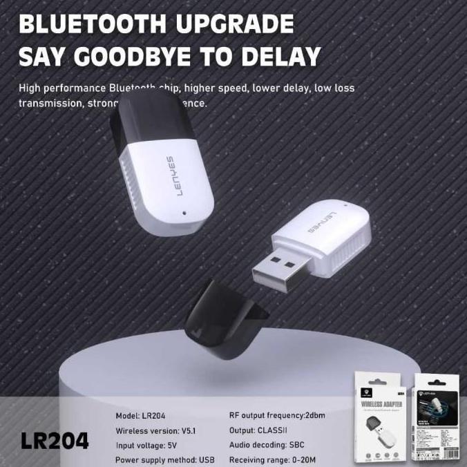 Whynot- Lenyes Lr204 Bluetooth Receiver Usb Wireless Audio Dongle Car Speaker V5.1 Garansi Resmi 12 