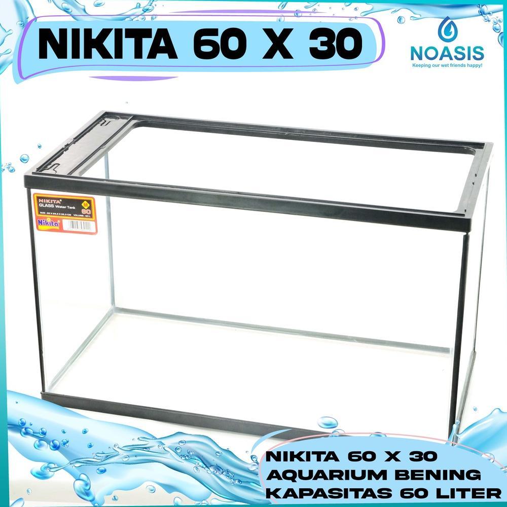 AQUARIUM MERK NIKITA UKURAN 60 x 30 x 36 CM GLASS WATER TANK AKUARIUM