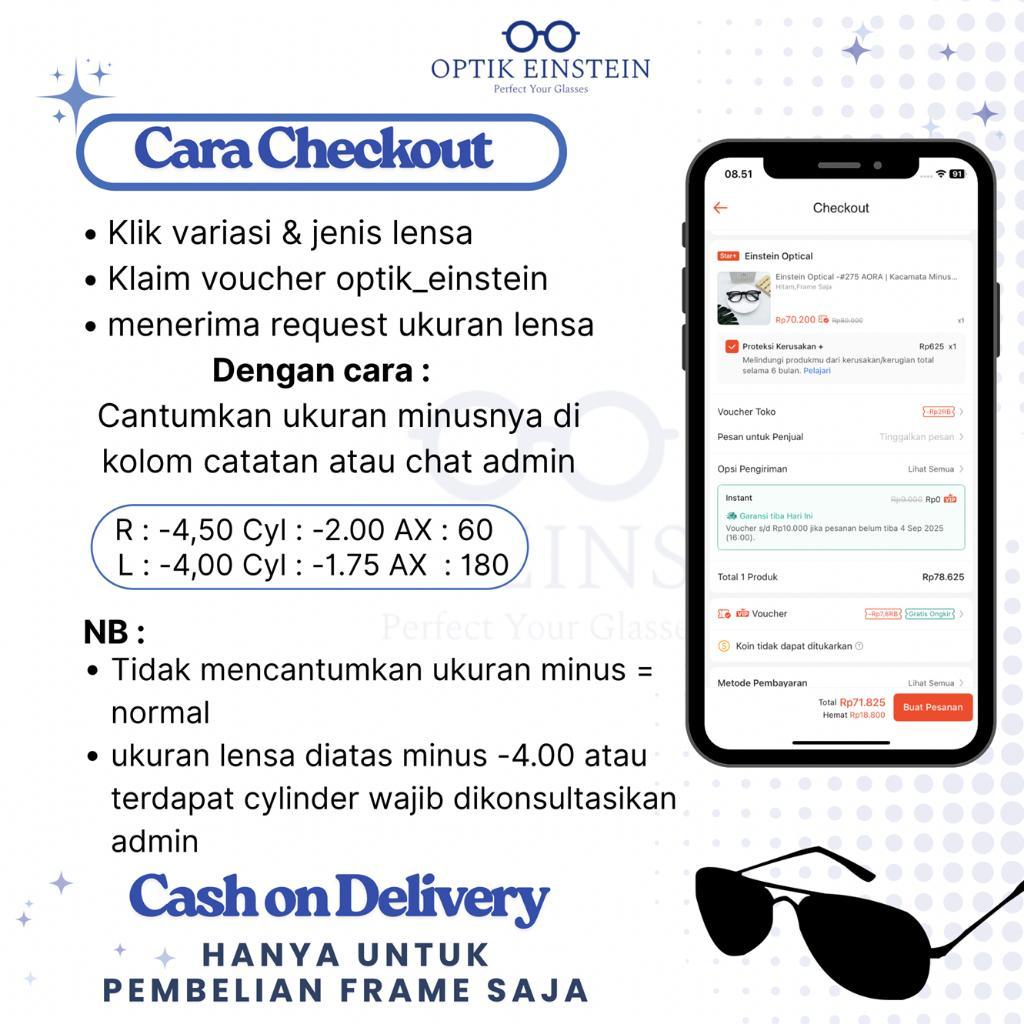 Einstein Optical - #85 Casey | Kacamata Minus Model Bulat Bahan Besi Gagang Telinga Dilapisi Dengan 