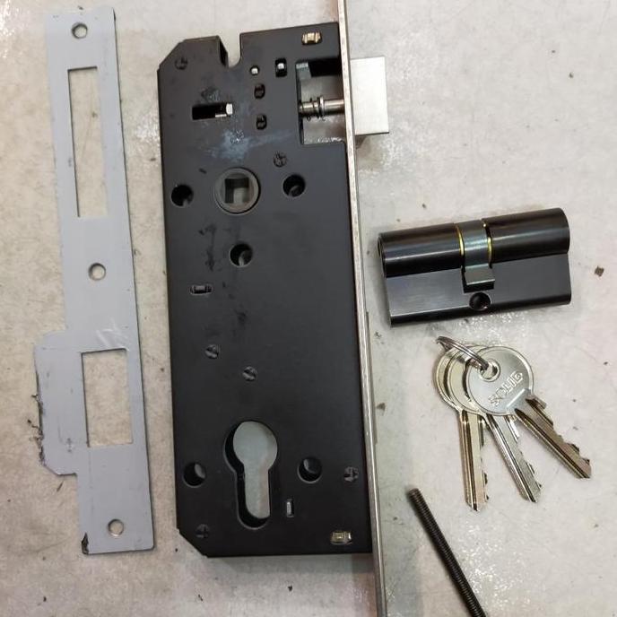 Body kunci solid stainless silinder hitam / kunci pintu solid
