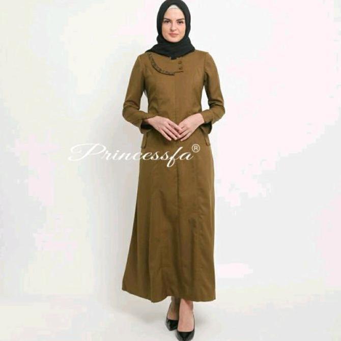Gamis Coklat Tua Wanita/ Gamis Kerja Wanita Coklat Tua/ Gamis Kheki Wanita Coklat Tua Baju Muslim Dr