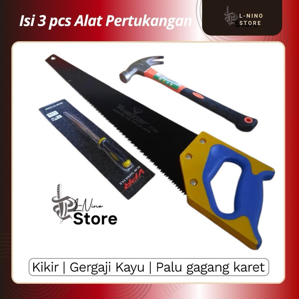 Paket Alat Tukang Lengkap 4In1 / Set Pertukangan/ Gergaji Kayu Palu Meteran/ Cod