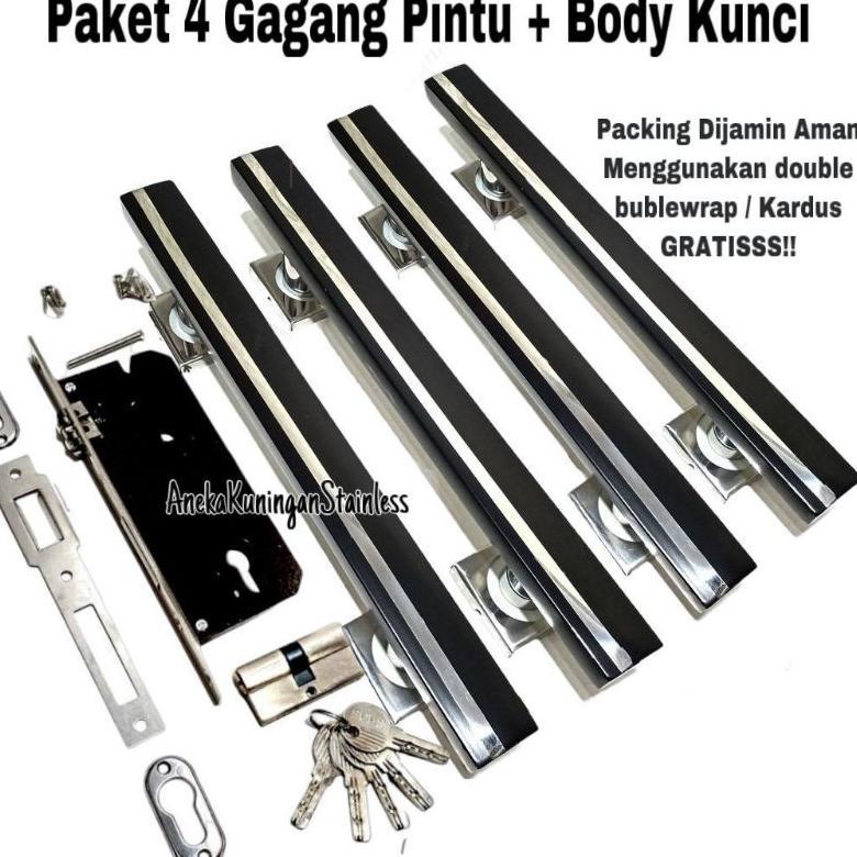PROMO 1 Set Handle Pintu / Gagang Pintu / Gagang Pintu Rumah Set Body Kunci Panjang 25cm 33cm 45cm