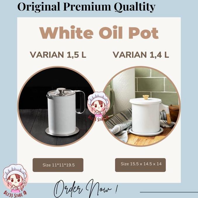 Oil Pot Putih Wadah Penyaring Minyak / Tempat Penyaring Minyak Goreng