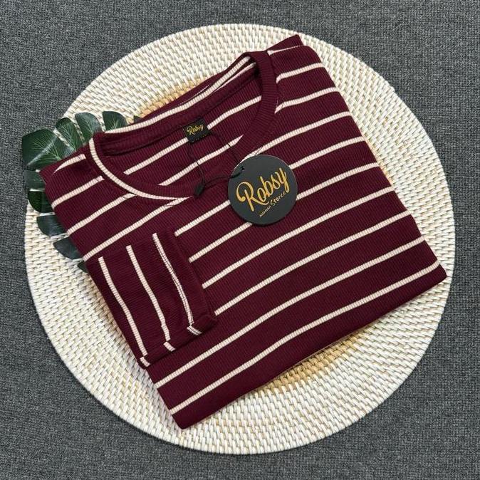 Bisakok- Kaos Rib Salur Lengan Panjang/Kaos Stripe Lengan Panjang/Kaos Wafer Salur Lengan Panjang/St